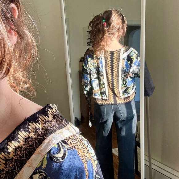 Free People Black and Gold Patterned Blouse - Picture 2 of 2